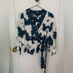 Banana Republic balloon sleeve wrap top